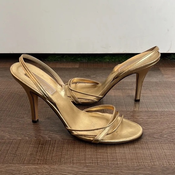 Michael Kors Gold Metallic Sandal Slingback Heels size 8 - Picture 1 of 7